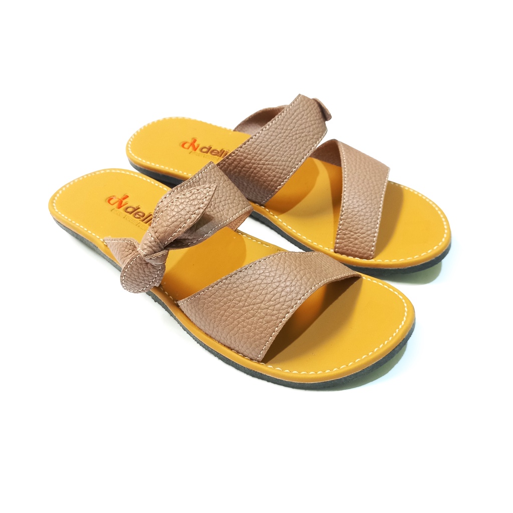 Sandal Papirut Wanita Terbaru Model Pita - Sandal Kulit Jeruk Wanita - Sandal Wanita Pita Teplek - S