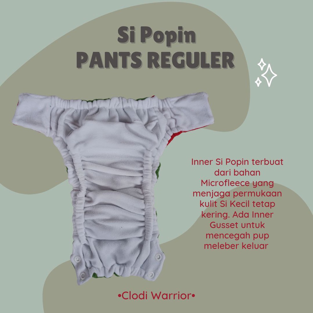 Sipopin Reguler Pants Clodi Celana Pocket Cegah Bocor Inner Gusset Cepat Kering BB 5-15Kg