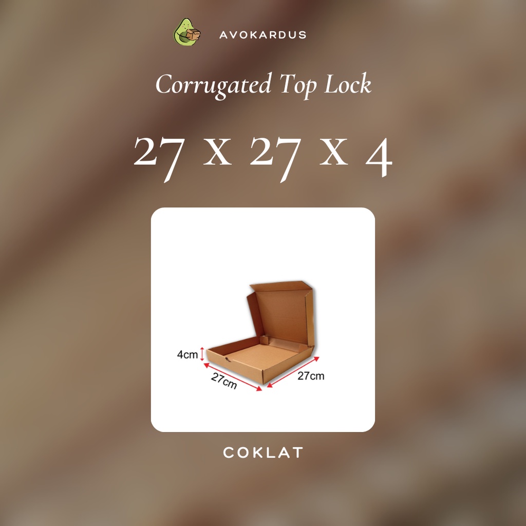 

Kardus Corrugated Die Cut 27x27x4 Top Lock Kotak Dus pizza