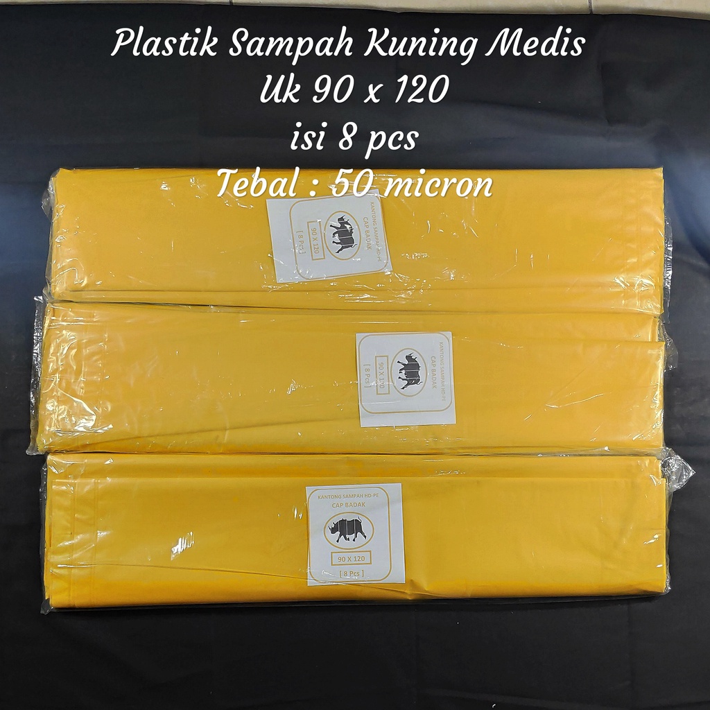 Plastik Sampah Kuning uk 90x120 (30bks), Kantong Plastik Medis kuning