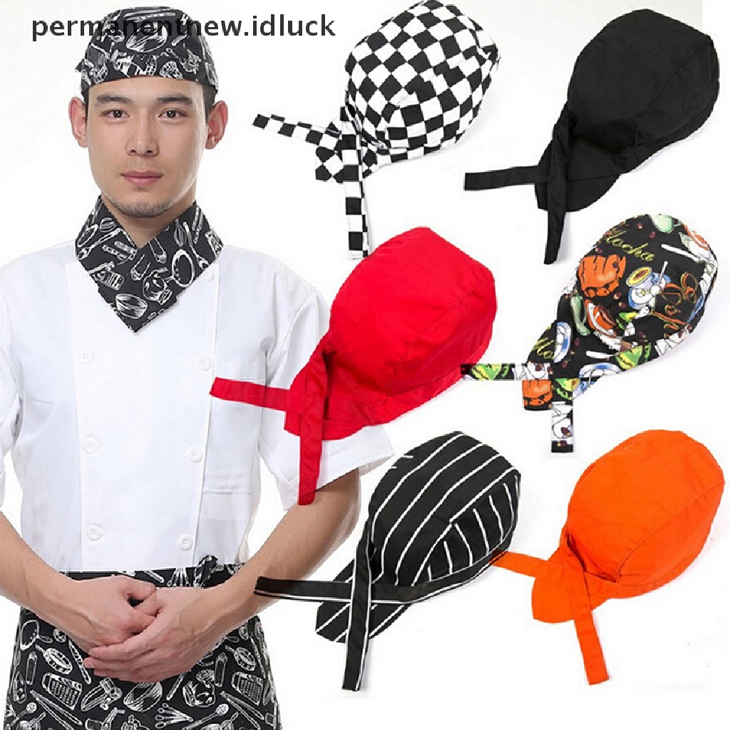 Luckypermanent Topi Koki Profesional Model Bajak Laut Aneka Warna