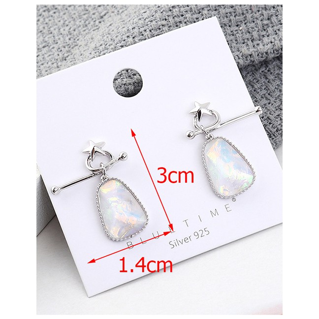LRC Anting Tusuk Fashion 14k Gold Plated Gold Small Star Glass S925 Silver Needle Earrings Y62807