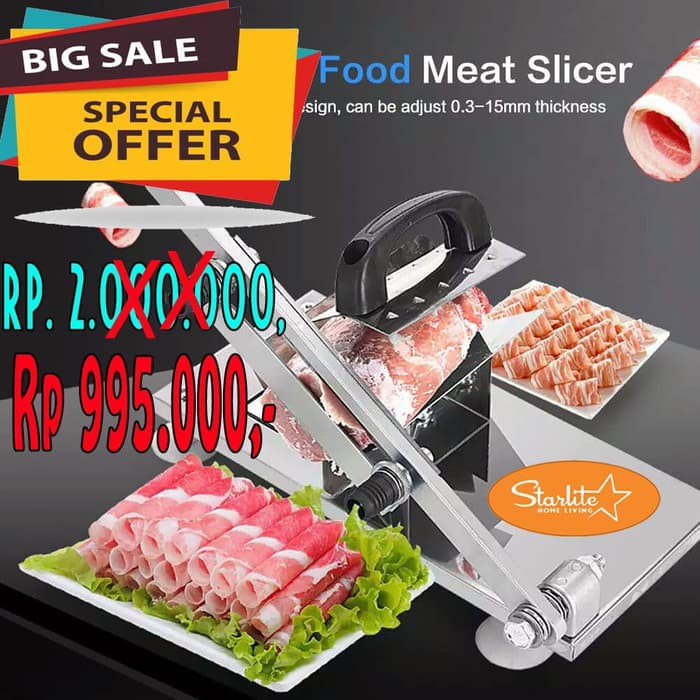 

[TERGREGET] Meat Slicer Pengiris Daging Manual Yoshinoya Shabu Beef Buah Starlite 83BT