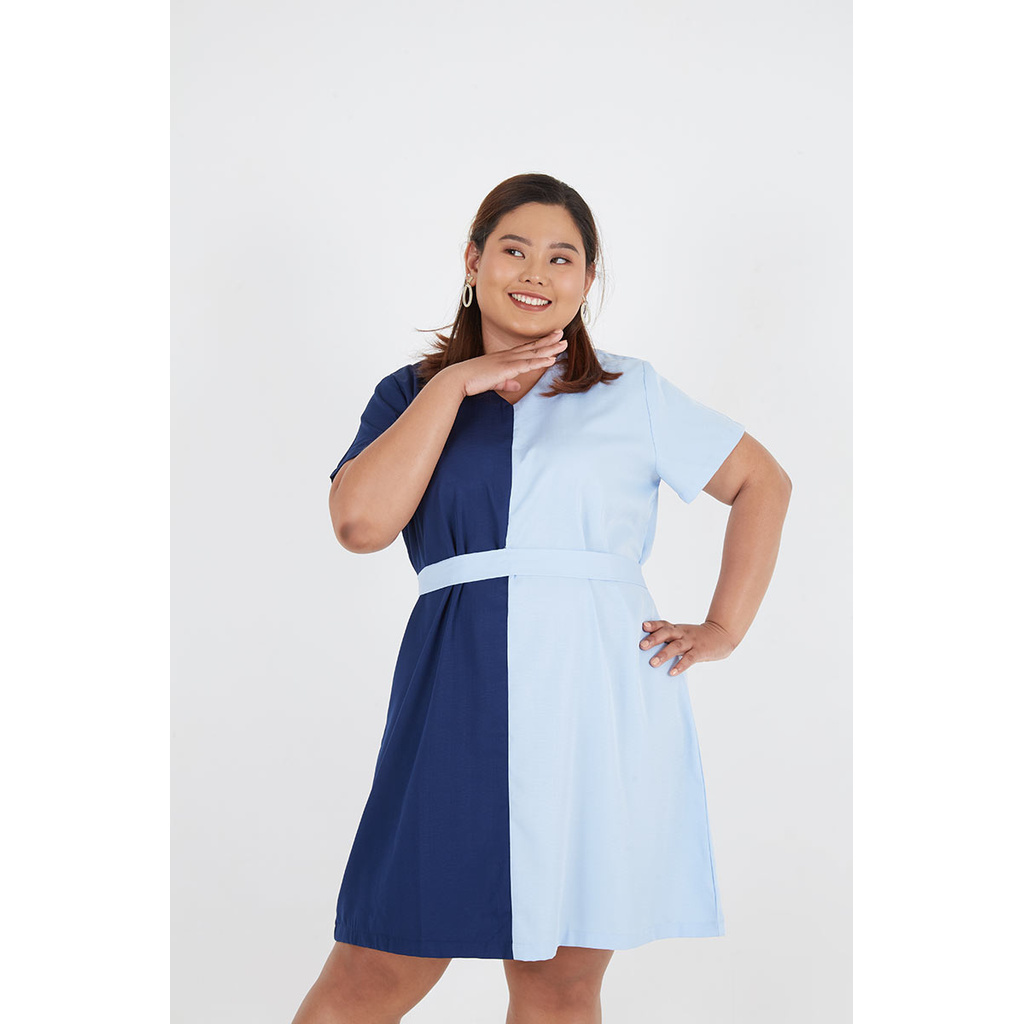 Sorabel - Abbey Two Tone Dress Big Size Jumbo