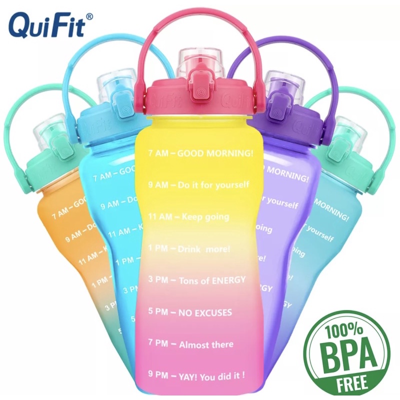 QUIFIT ORIGINAL BOTOL MINUM 2L WAKTU INCLUDE STRAW / BOTOL MINUM PENANDA WAKTU /FREE SIKAT BOTOL/ TUMBLER WAKTU JUMBO