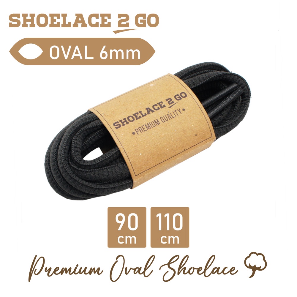 SHOELACE 2 GO PREMIUM TALI SEPATU LONJONG OVAL E1 - DARK GREY - 90CM 110CM