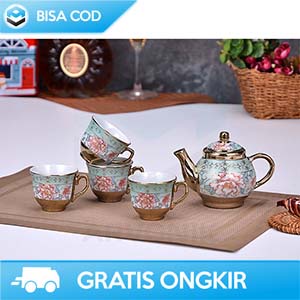 CANGKIR SET KERAMIK MEWAH MURAH SUNFILI B140 ORIGINAL - GELAS SET TEKO KERAMIK ANTIK SET CANGKIR IMPORT