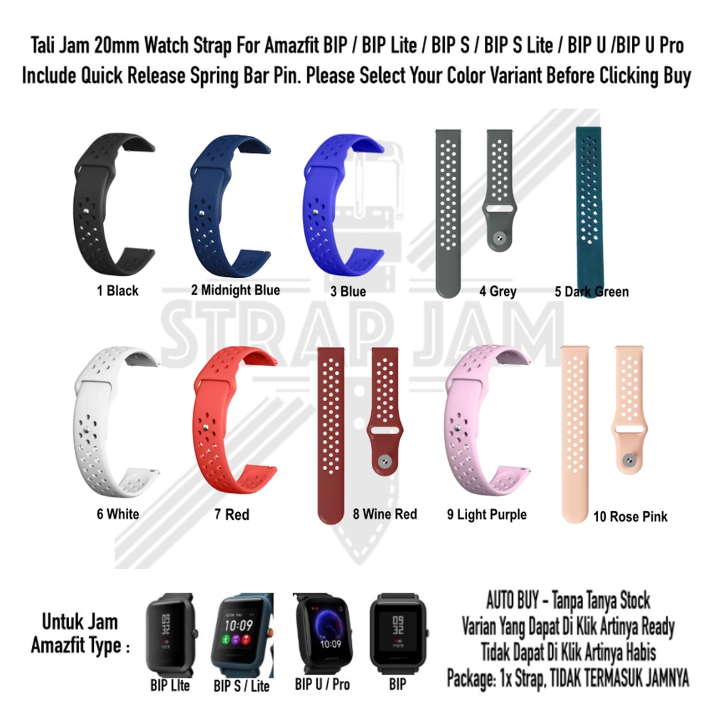 NIKE POLOS Strap Amazfit BIP S U Pro Lite - Tali Jam Rubber Silikon 20mm Untuk Olahraga