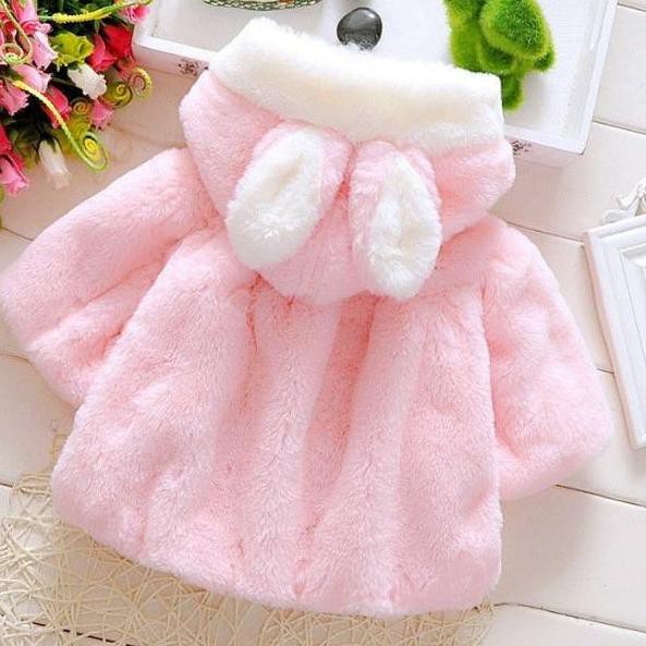 READY Indonesia JAKET BAYI PEREMPUAN BULU TEBAL MANTEL HOODIE / BABY GIRL FUR COAT IMPORT