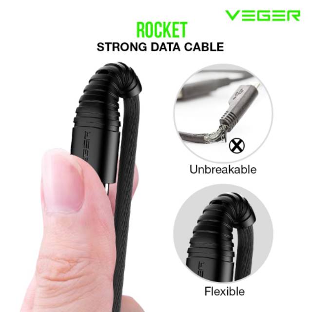 Kabel Veger Rocket 2.4A usb micro /per pc