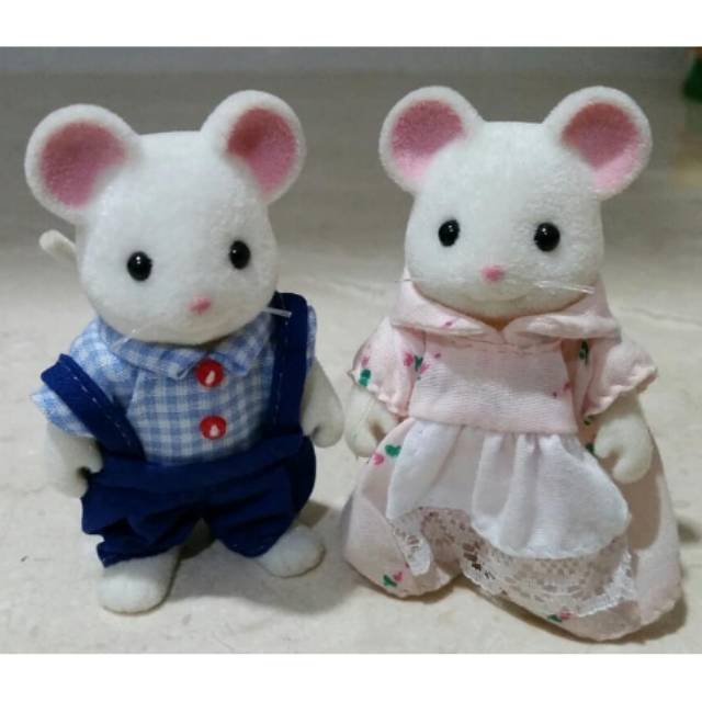 Sylvanian families preloved Hawthorn White Mouse Parents