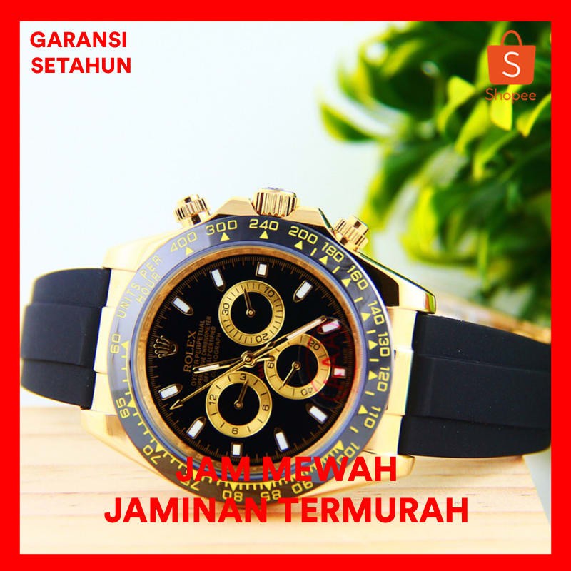 Jam Tangan Pria Merk Rolex Daytona Type 3131 Rubber Matic Free Yes