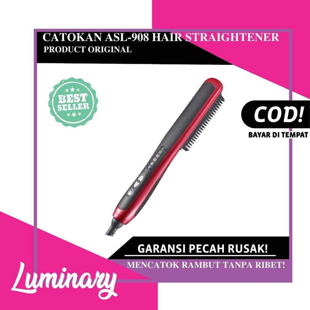 Catokan ASL 908 Sisir Catok Rambut Curly Pelurus Rambut Aksesories Perawatan Alat Kecantikan Rambut Model Portable Mudah Untuk dibawa