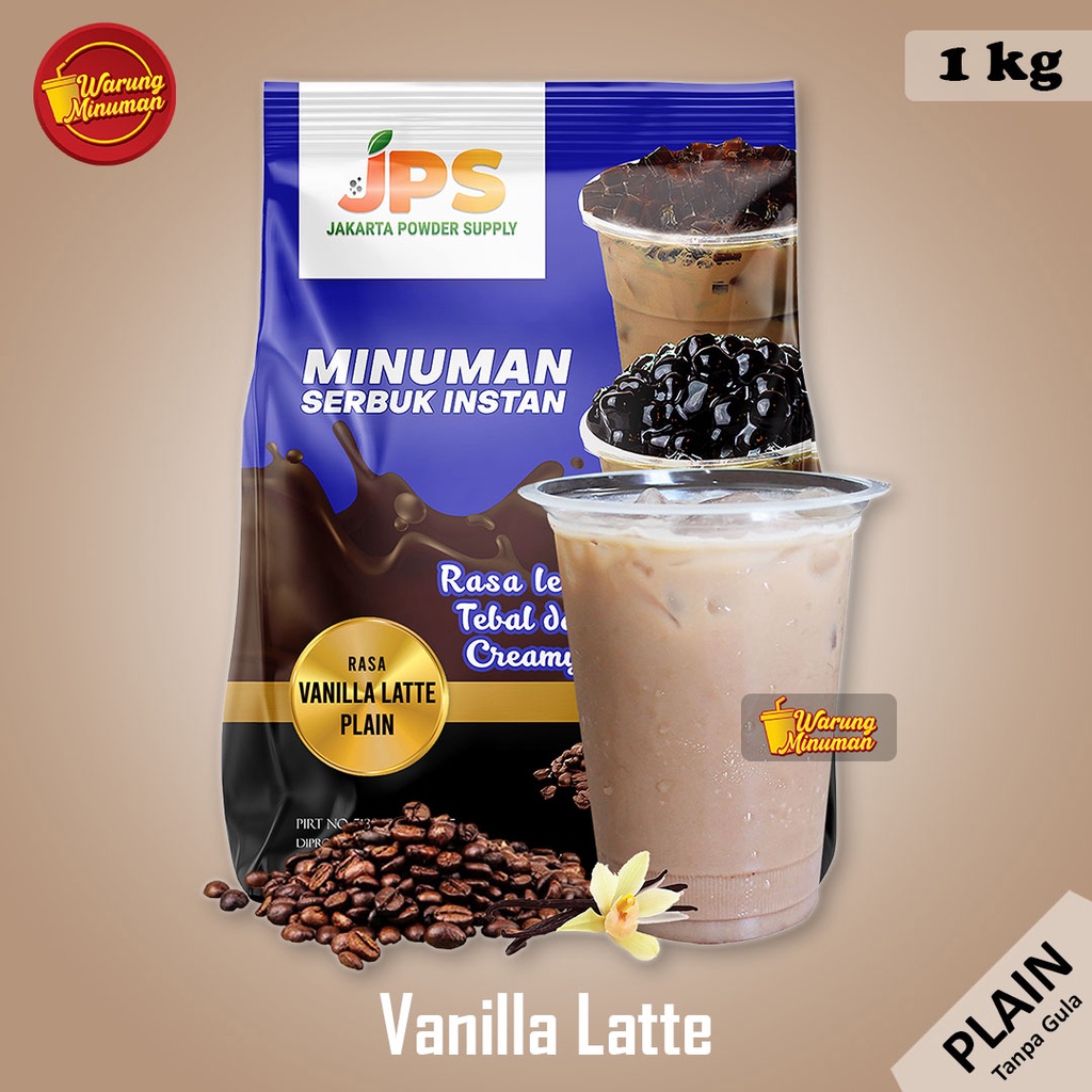 JPS PLAIN Vanilla Latte 1 kg - Bubuk Minuman Tanpa Gula / Powder Drink / Serbuk Instan