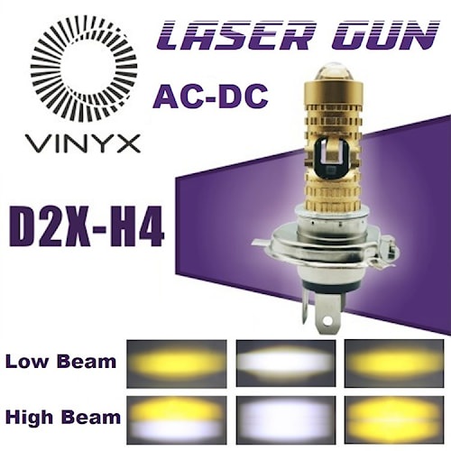 Lampu Depan Motor LED Lampu Utama Led Laser Gun Motor AC DC Lasergun H6 H4 VINYX CSP D