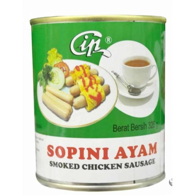 Sosis cocktail sopini ayam cip kaleng siap saji