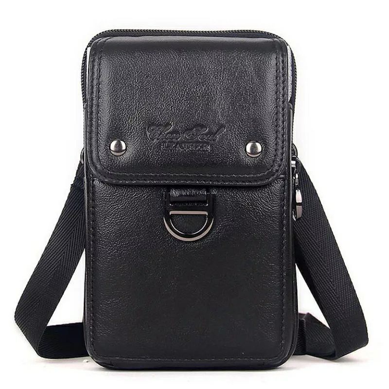 Tas selempang pria kulit import sarung hp _ hitam