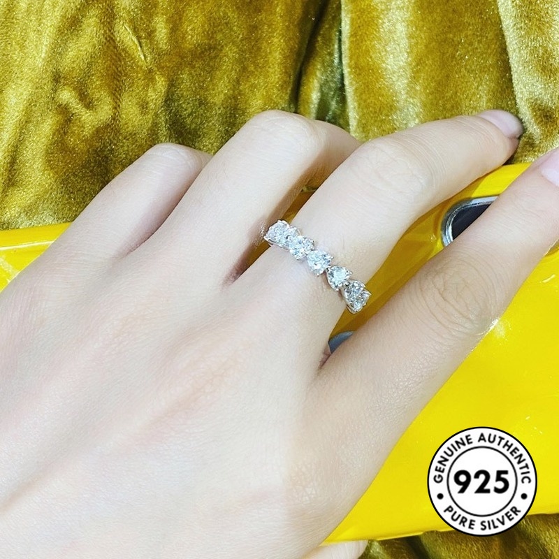 Cincin Berlian S925 Silver Bentuk Hati