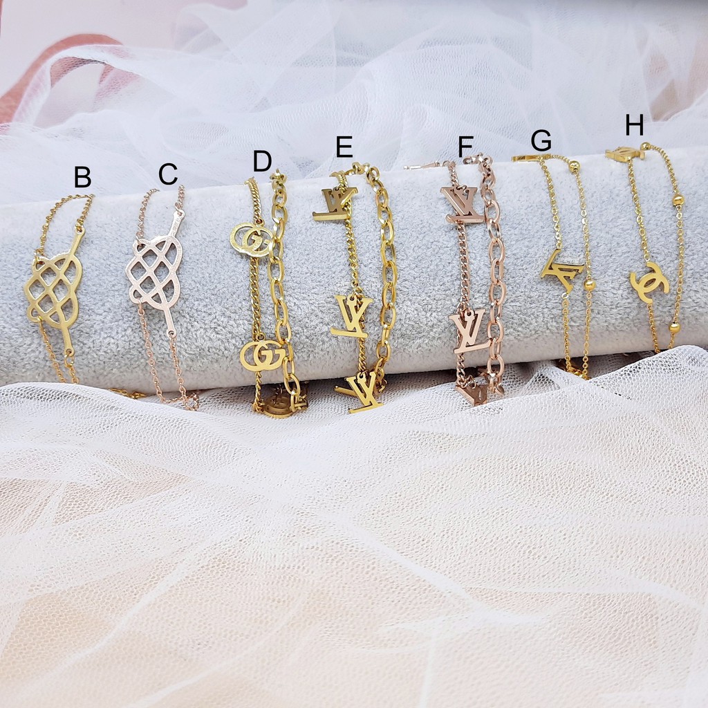 Gelang Titanium Layer Small Clover Rosegold - BB557