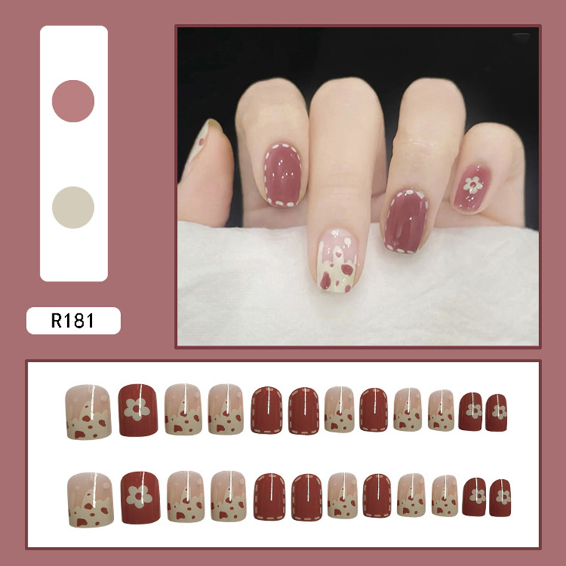 R181-r186 24pcs / Kotak Kuku Palsu Full Cover Untuk Nail Art