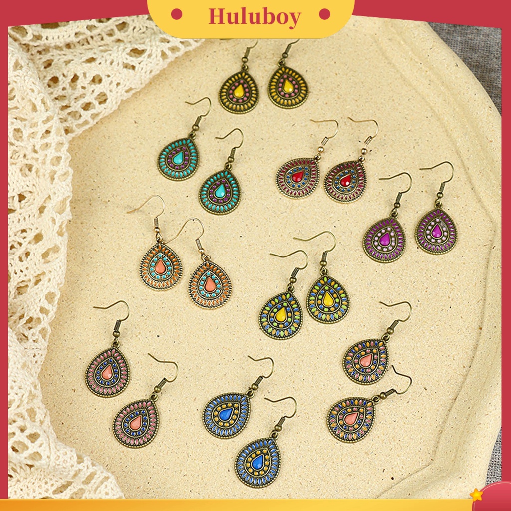 Hu Hu Hu Hu Hu Alat Bantu Pasang Kacamata♡ 1 Pasang Anting Gantung Bentuk Tetesan Air Aksen Glitter Gaya Bohemia Untuk Wanita