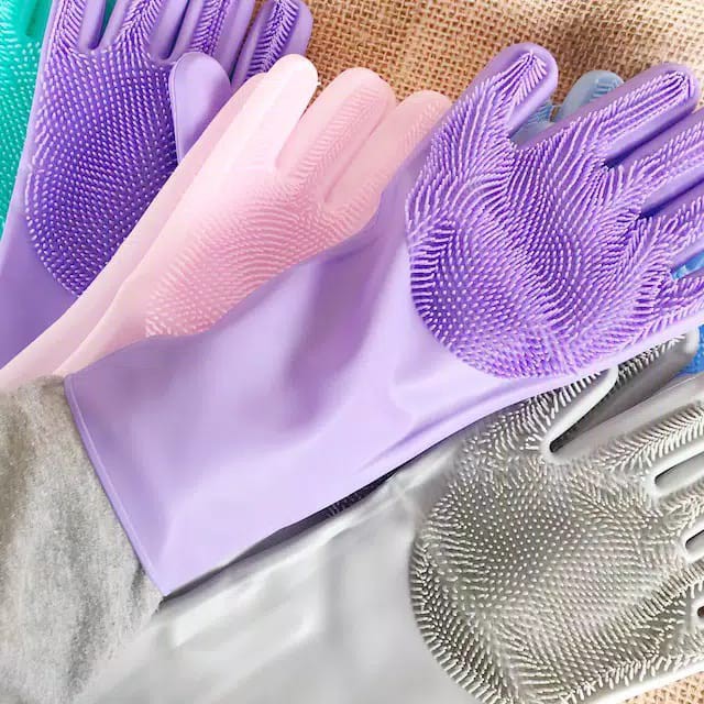 &lt;^ SJA ^&gt; SARUNG TANGAN CUCI PIRING KOREA BULU MAGIC KARET SILICONE