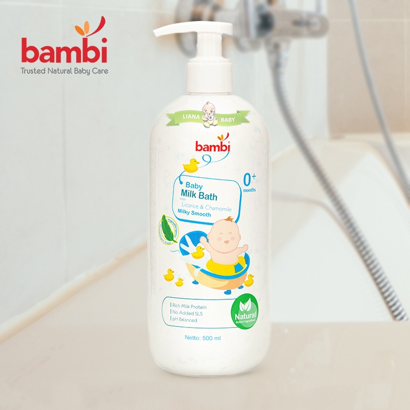 PERA435 SABUN MANDI BAYI BAMBI MILK BATH PUMP 500 ML