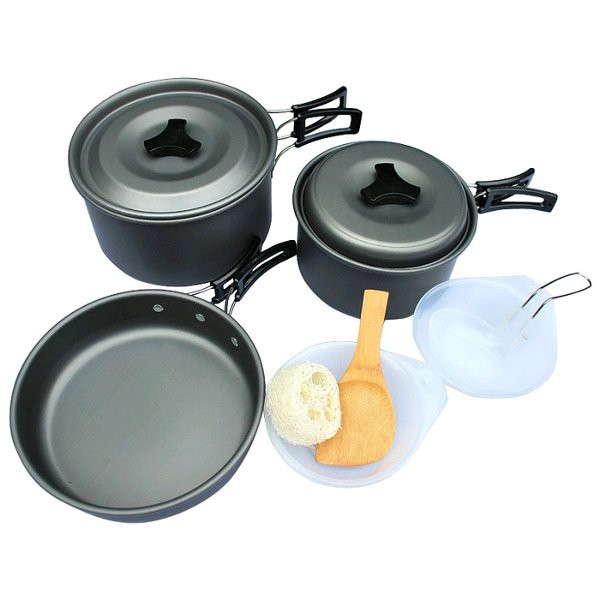 【COD】 Kompor Portable Windproof &amp; Alat Memasak 4 Orang` Mini Cooking Set 3 Susun ~ SY DS 308 301 300