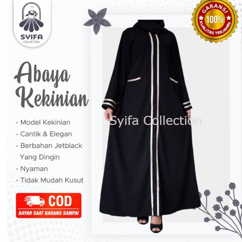 Jubah Abaya Gamis abaya modis Maxi Dress Bordir Zhepy Hitam Polos Arab saudi Turkey / turki Dubai um