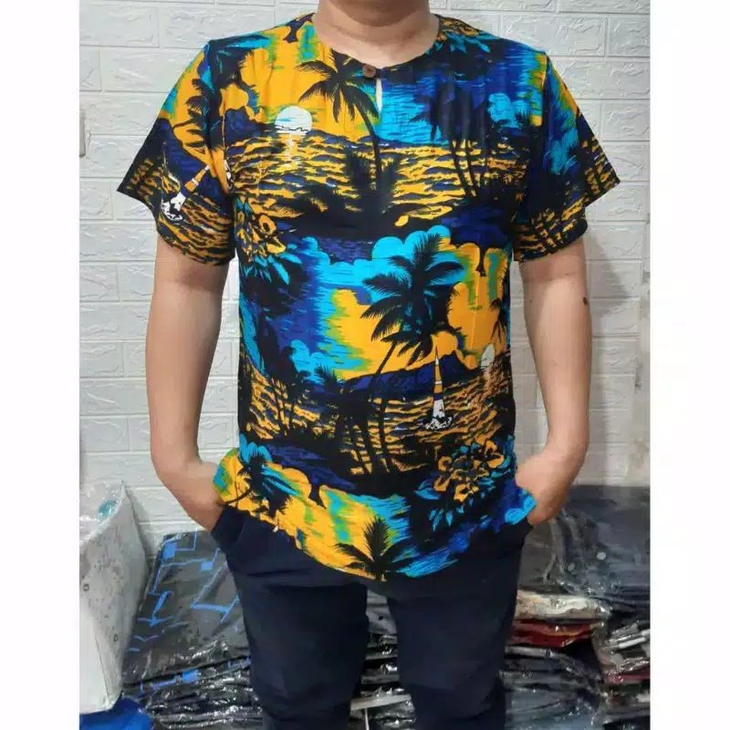 Produk Atasan Pria Baju Bali Motif Hawai Terbaru Random