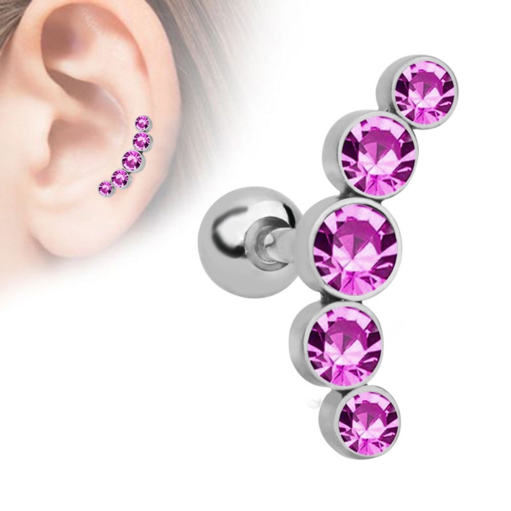 1 Pc Anting Stud Piercing Tulang Rawan Helix Tragus Aksen Berlian Imitasi Untuk Wanita