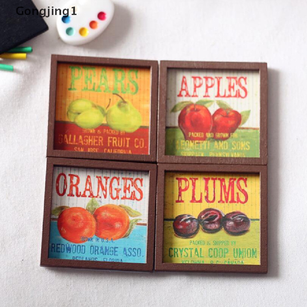 Gongjing1 Mainan Miniatur Lukisan Buah Vintage Skala 1: 12 Untuk Dekorasi Rumah Boneka