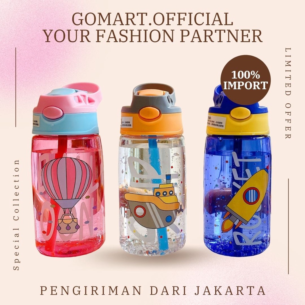 Botol Minum Anak Sedotan 480 ML BPA FREE Motif Karakter Lucu Import Terbaru - Botol Minum Anak Sekolah Anti Tumpah Kekinian [BT03]