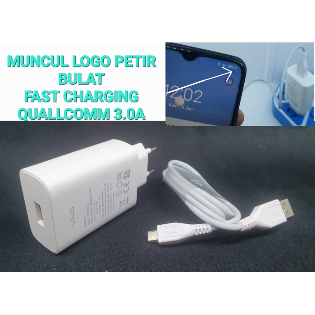 CHARGER ORIGINAL 100% KWALITAS ASLI COPOTAN HP VIVO S1 PRO S2 Z1 V15 V19 V20 SE V23 Y50 Y75 CAS ORI BAWAAN HP FAST CHARGING QUALLCOMM QC 3.0A Kabel Usb Micro Type C [tc vivo batok besar]