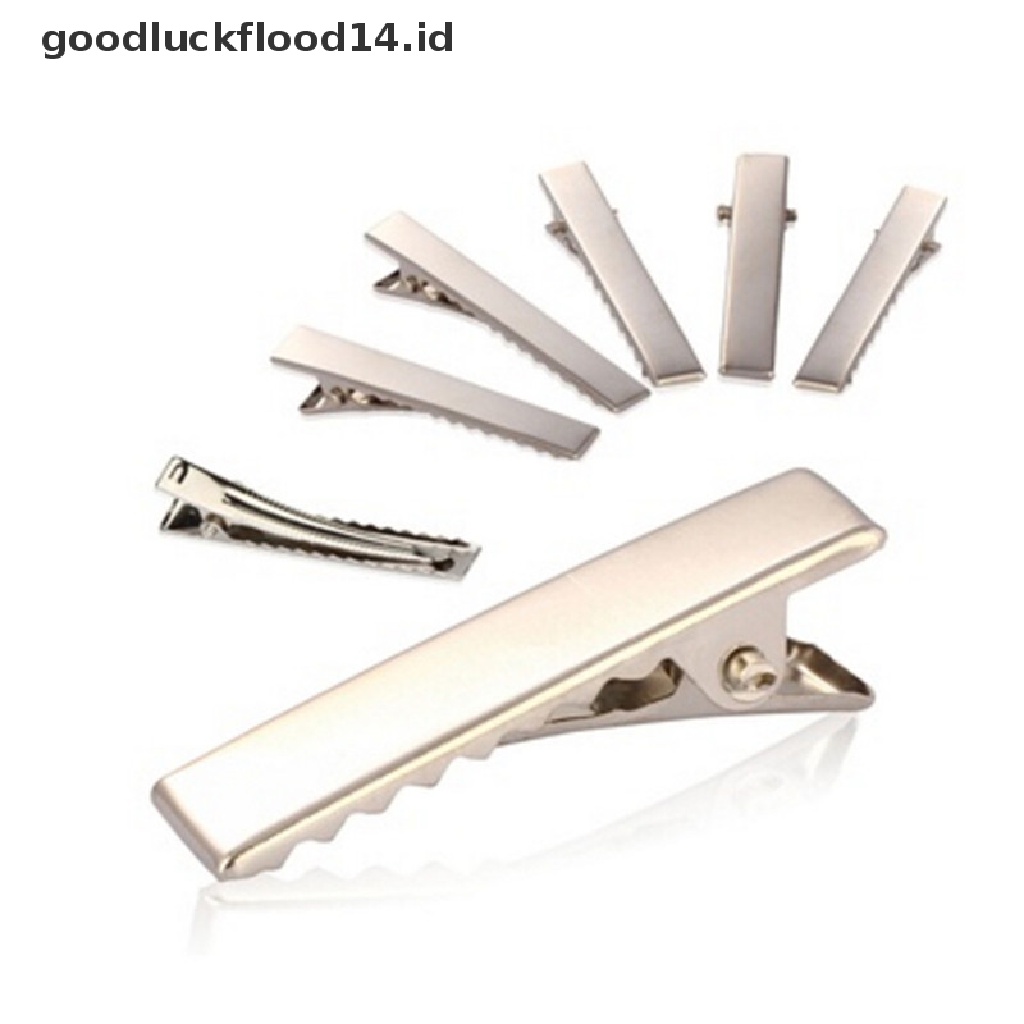 [OOID] 50PCS Fashion Silver Flat Metal Hair Clips Prong Flat Hair Clips Metal Hairpin ID