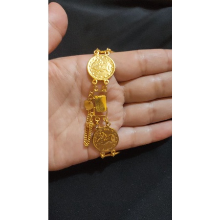 Gelang Koin Rame Lapis Emas
