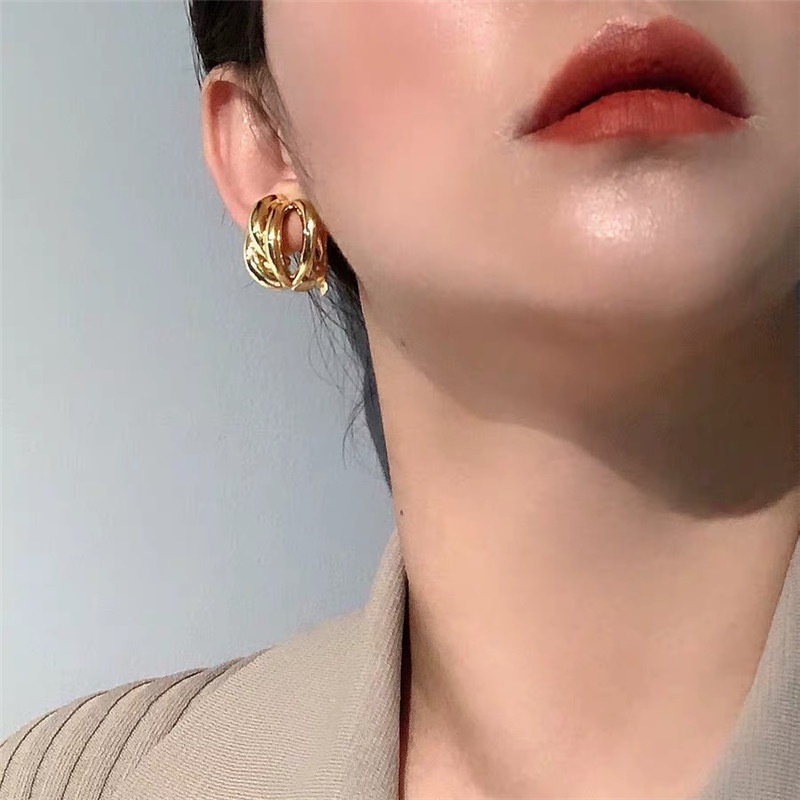 Anting Klip Tanpa Tindik Bahan Metal Untuk Wanita | Klip Telinga Gaya Perancis | Anting Bahan Stainless Steel | Aksesoris Wanita