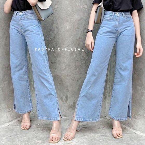 ➬ KULOT JEANS BELAH SAMPING // CELANA KULOT HW BELAH JEAN TEBAL / HIGHWAIST KULOT JEANS WANITA EONNI