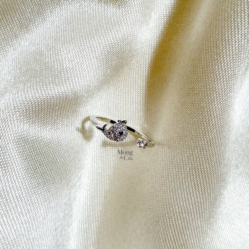 Grosir (SSC) Mong&Co the baby whale Adjustable Pinky Ring - Cincin Wanita Kelingking Silver Fashion