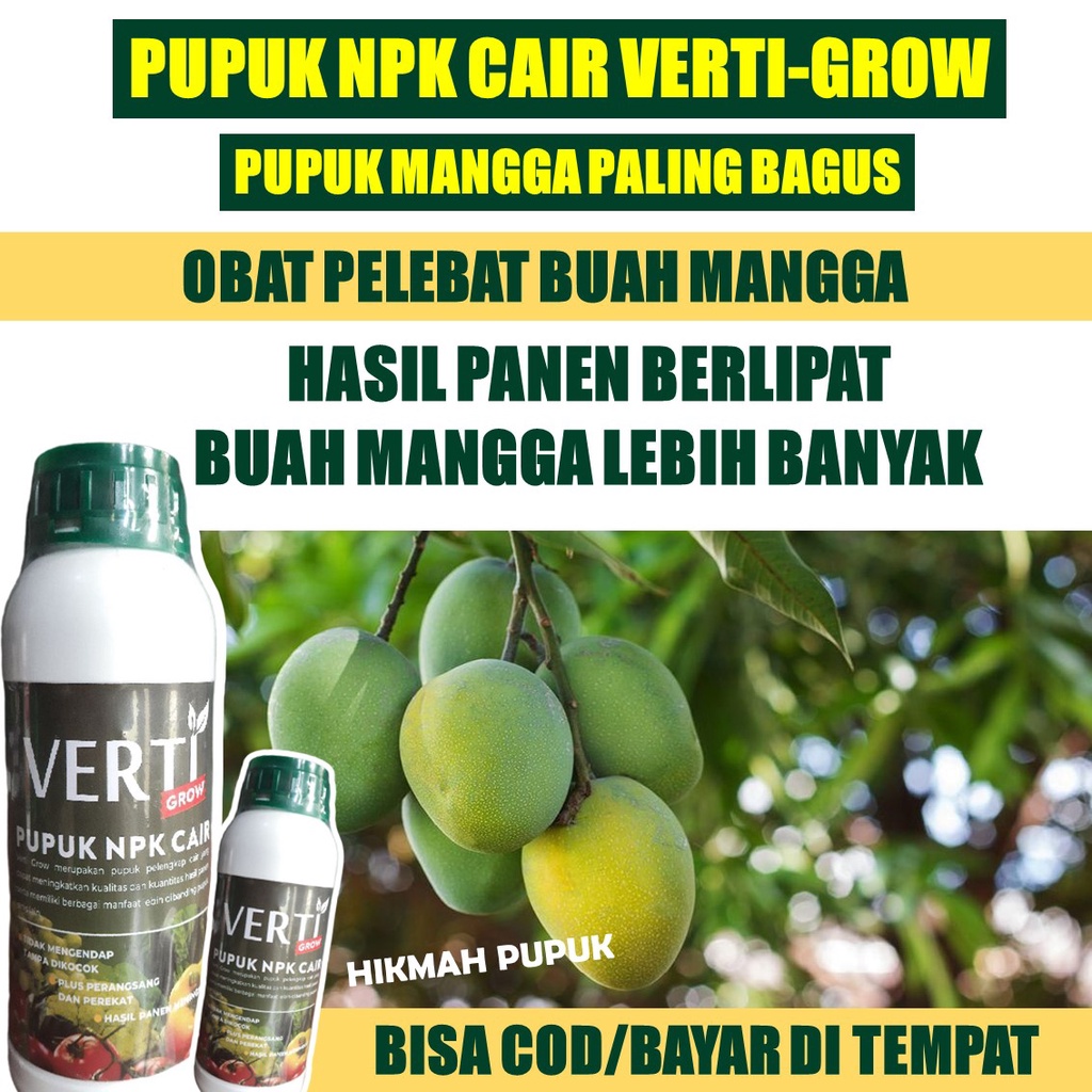 (PALING LARIS) PUPUK NPK VERTI-GROW OBAT ORGANIK PELEBAT MANGGA Biar Cepat Berbuah, Hasil Panen Bany