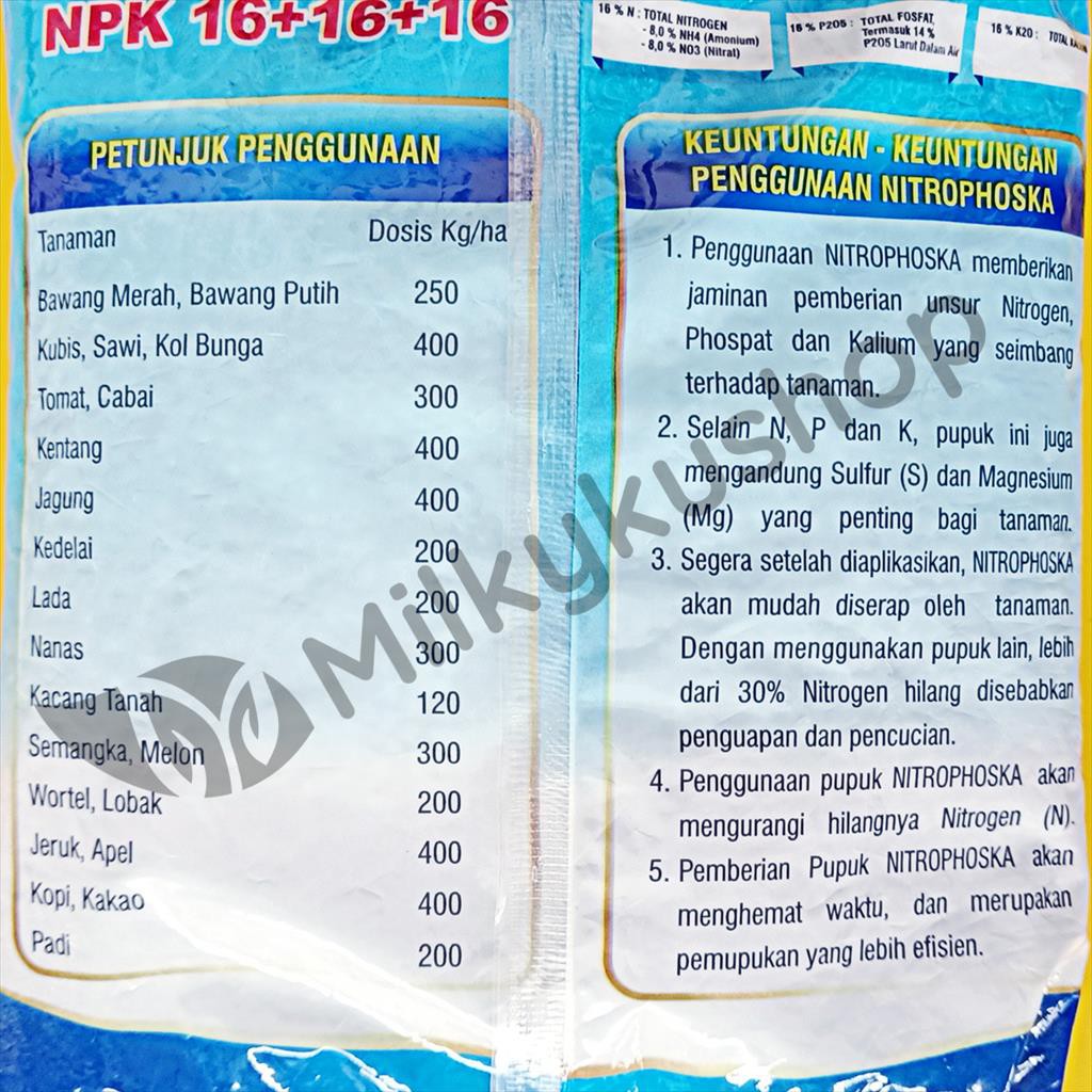 PUPUK SANTAGROW NITROPHOSKA NPK 16 16 16 BERAT 1 KG KEMASAN PABRIK