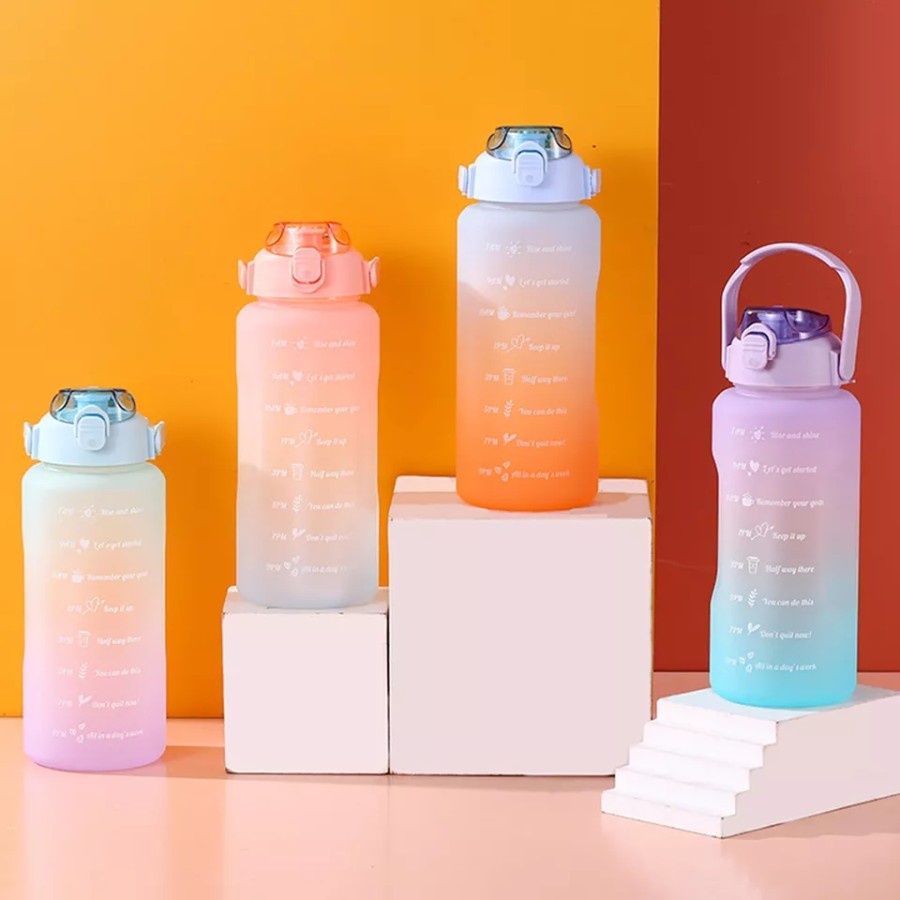 HVN - Botol Minum Botol Air Minum Motivasi 2 Liter Gradasi Rainbow