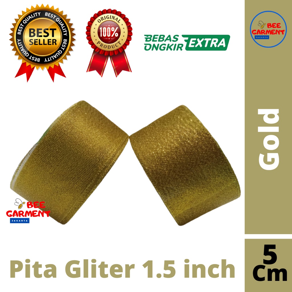 Jual Pita Gliter Gold Silver Inch Cm Pita Kado Per Roll Pita