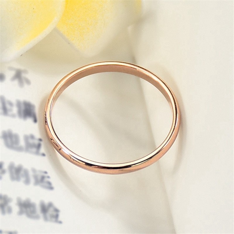 [ACKER] 24K Titanium Couple Ring Mode Wanita Sederhana Dan Halus Cincin Titanium Cincin Emas Mawar