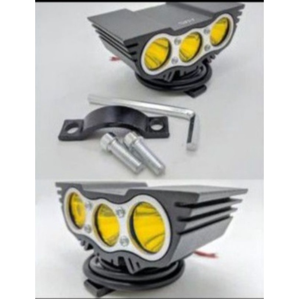 Lampu LED Tembak Sorot OWL 3 Mata Ultrafire Putih Kuning Bar Cree Motor Mobil Flash Kedip 24 Volt Truk Bus Tronton Fuso Canter CWL Lightbar Work Light Offroad Rx King