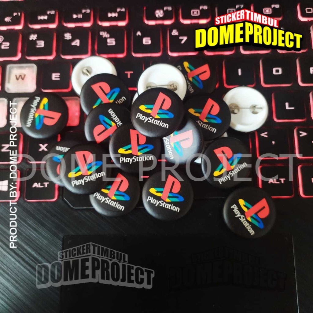 PIN BUTTON  PENITI LOGO PLAYSTATION UKURAN 25MM AKSESORIES ROMPI AKSESORIES TAS