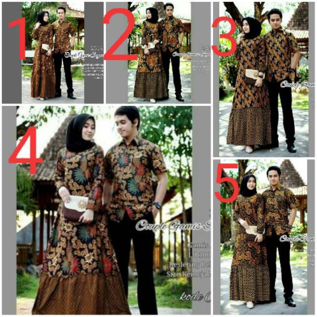 COUPLE BATIK HEM, SARIMBIT GAMIS MODEREN, SERAGAM BATIK
