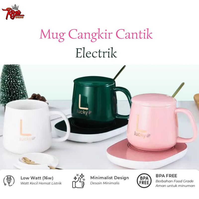 CCS5 - Gelas Set Keramik Mug Cangkir Gelaas Listrik Pemanas Penghangat