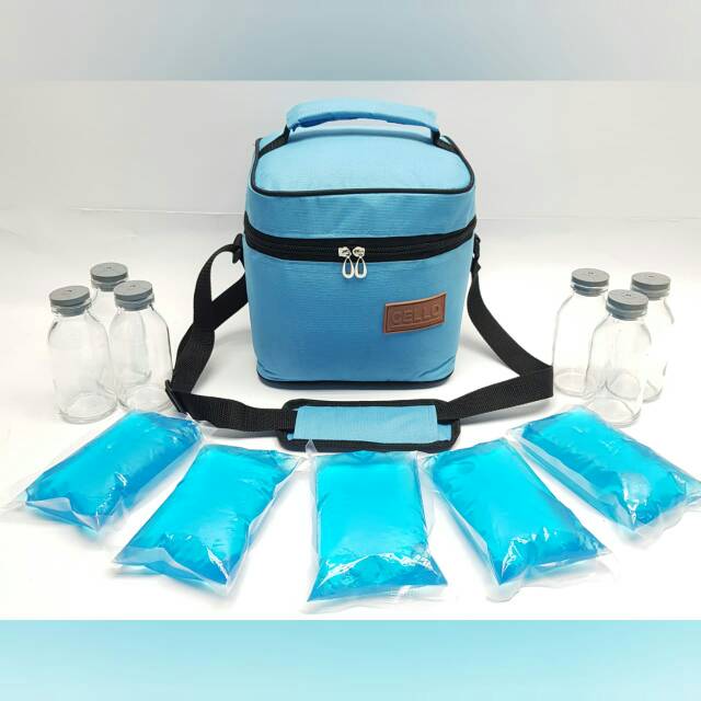 C65 Paket Hemat Tas Asi + 6 botol + 5 blue ice gel Vero S1 / Tas Perlengkapan Asi Asip