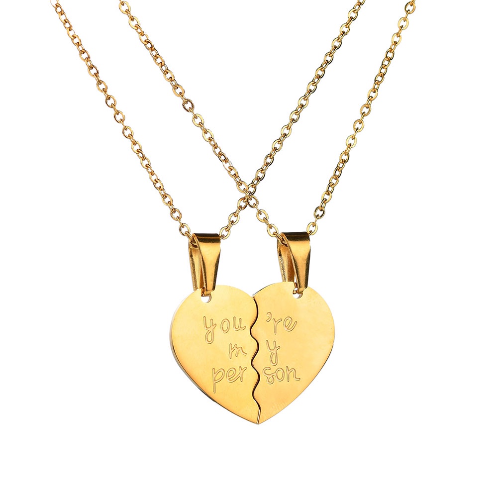 Hu Hu Hu Hu Hu Alat Bantu Pasang Kacamata♡ 2pcs Kalung Rantai Liontin Hati Motif Tulisan You Are My Person Untuk Pasanganpriawanita